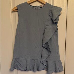 Red Valentino Envers Sleeveless Crepe Ruffle Shirt